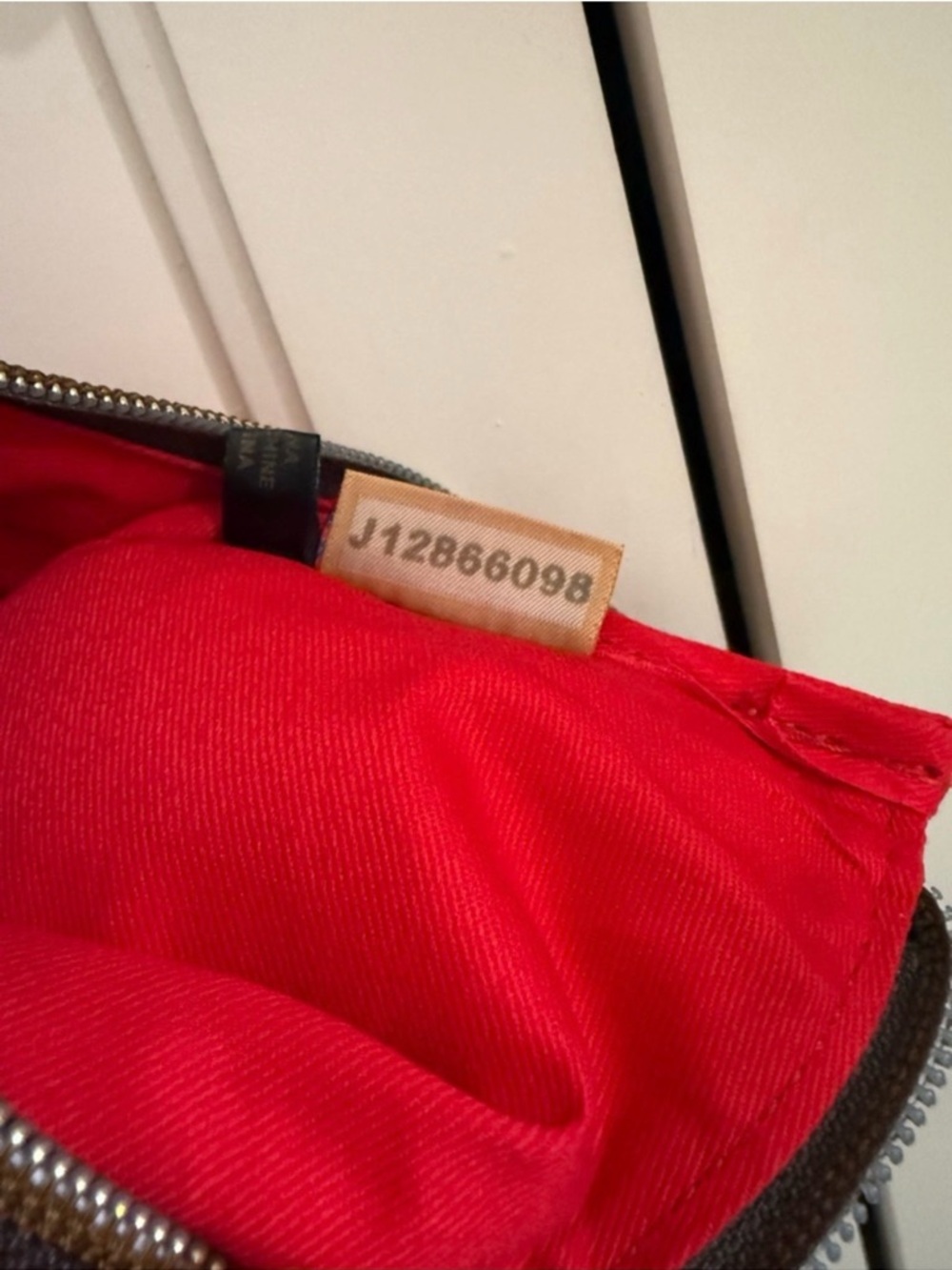 Dooney & Bourke Red Crossbody with Triple Zip Front and Tan Strap - Picture 6 of 6